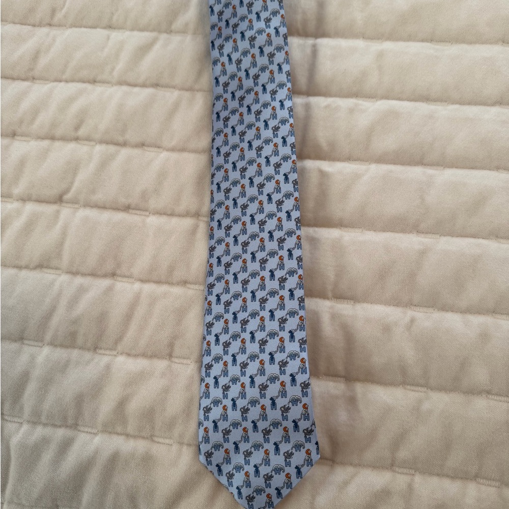 Hermes Elegant Blue and Orange Tie